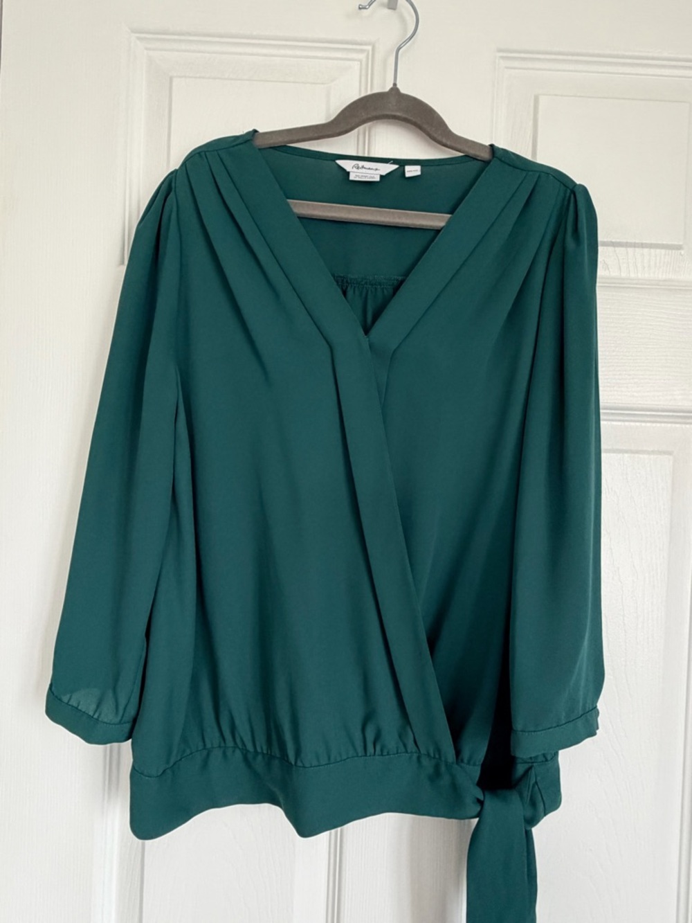 Emerald Green Wrap Blouse with Side Tie